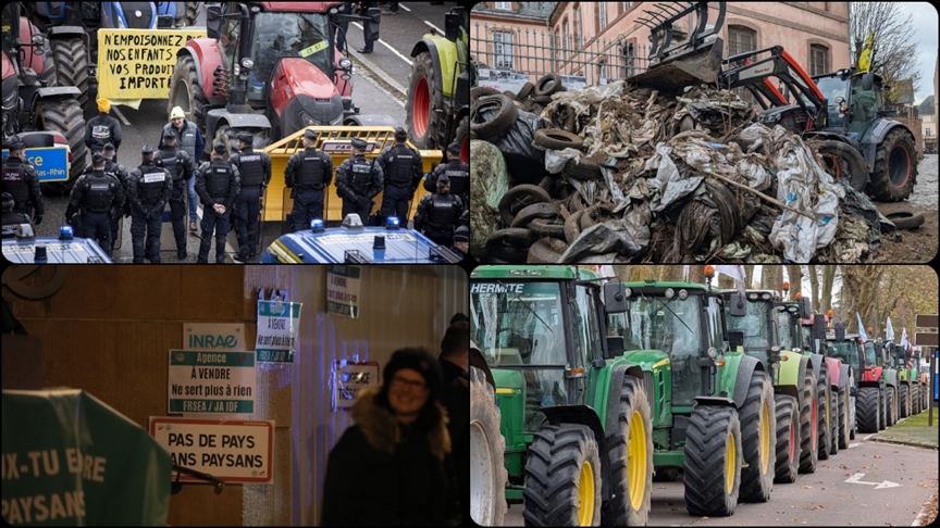 Fransa’da çiftçiler, MERCOSUR anlaşmasını Avrupa Parlamentosu önünde protesto etti