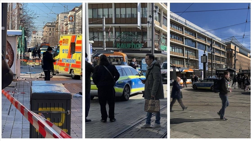 Almanya’nın Mannheim kentinde araç kalabalığın arasına daldı (VİDEO)